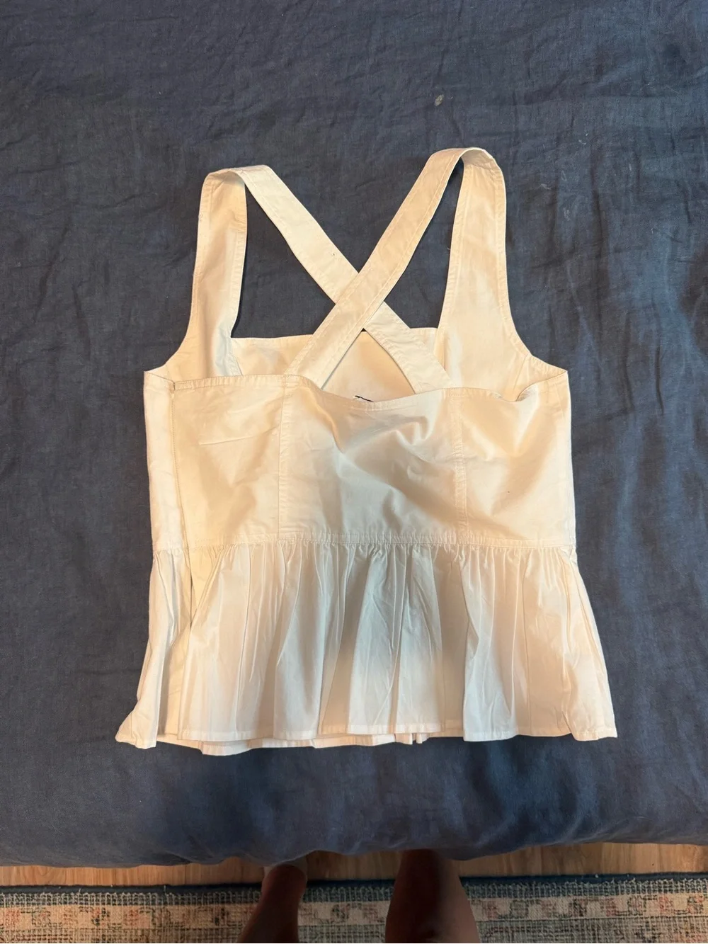 kate spade White Square-Neck Peplum Camisole